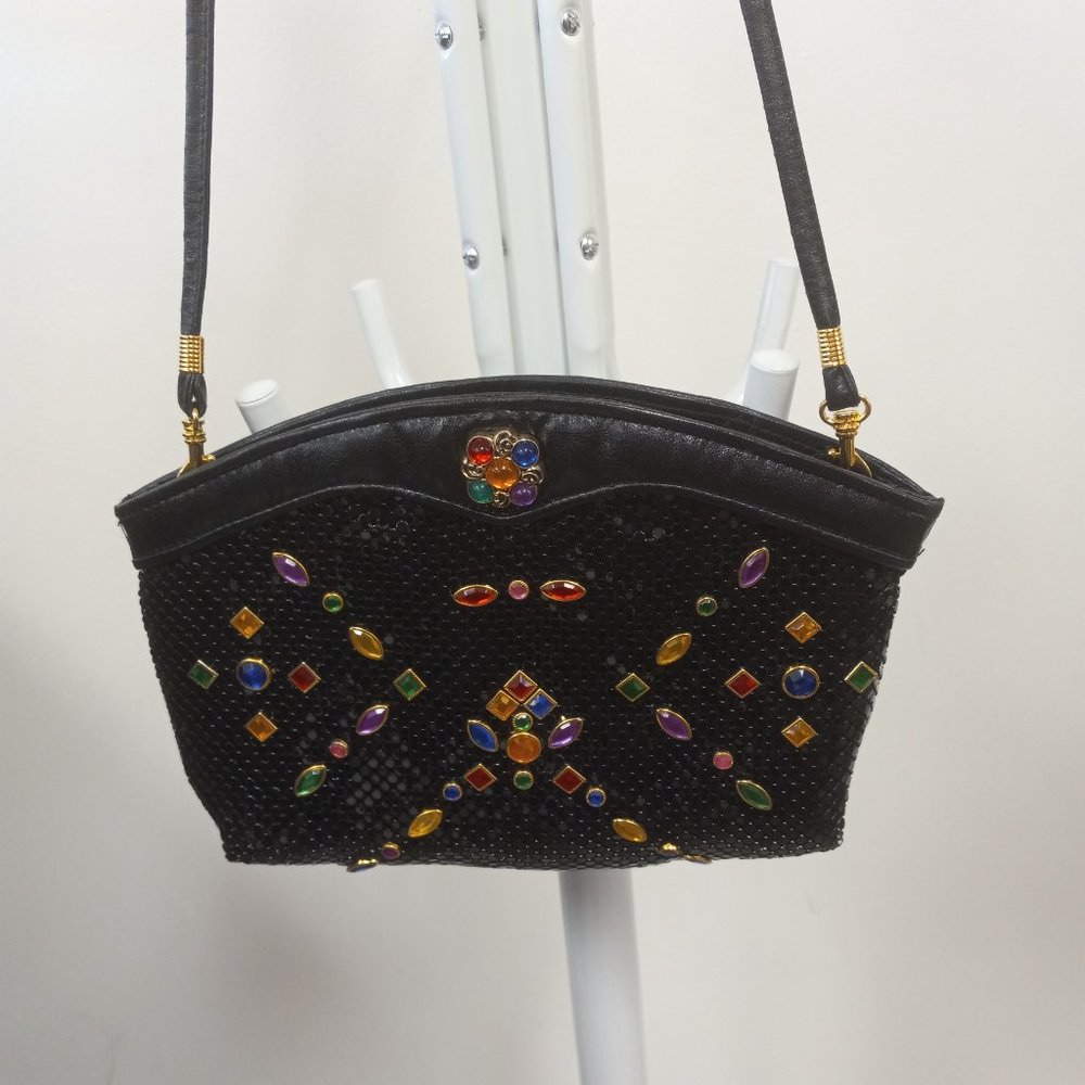 Black Jeweled Retro Style Crossbody